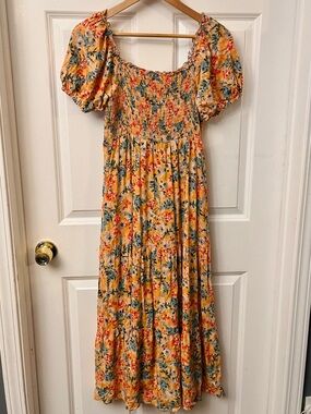 HEYSON Full Size Floral Smocked Tiered Maxi Dress - size small